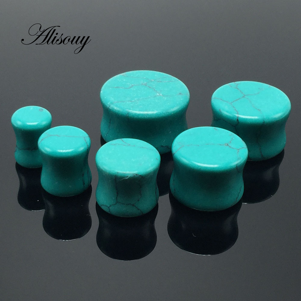 Body Jewelry Gauge To Mm - Alisouy-Extenseurs d'oreille en pierre verte, 2
