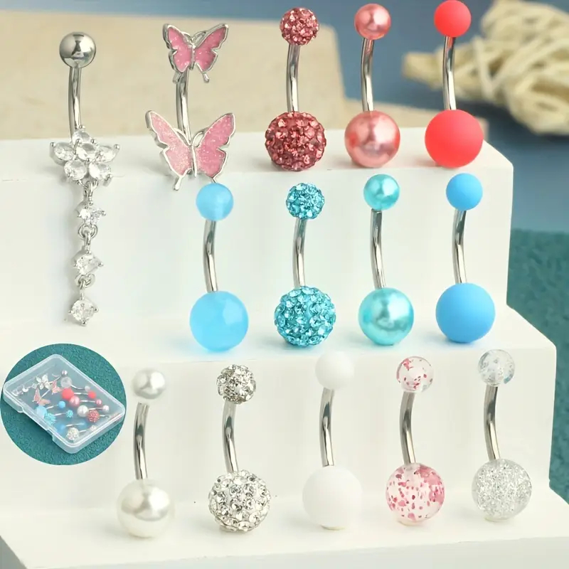 14 pièces/boîte nombril anneau - Body Jewelry Jewelry Box avis et prix